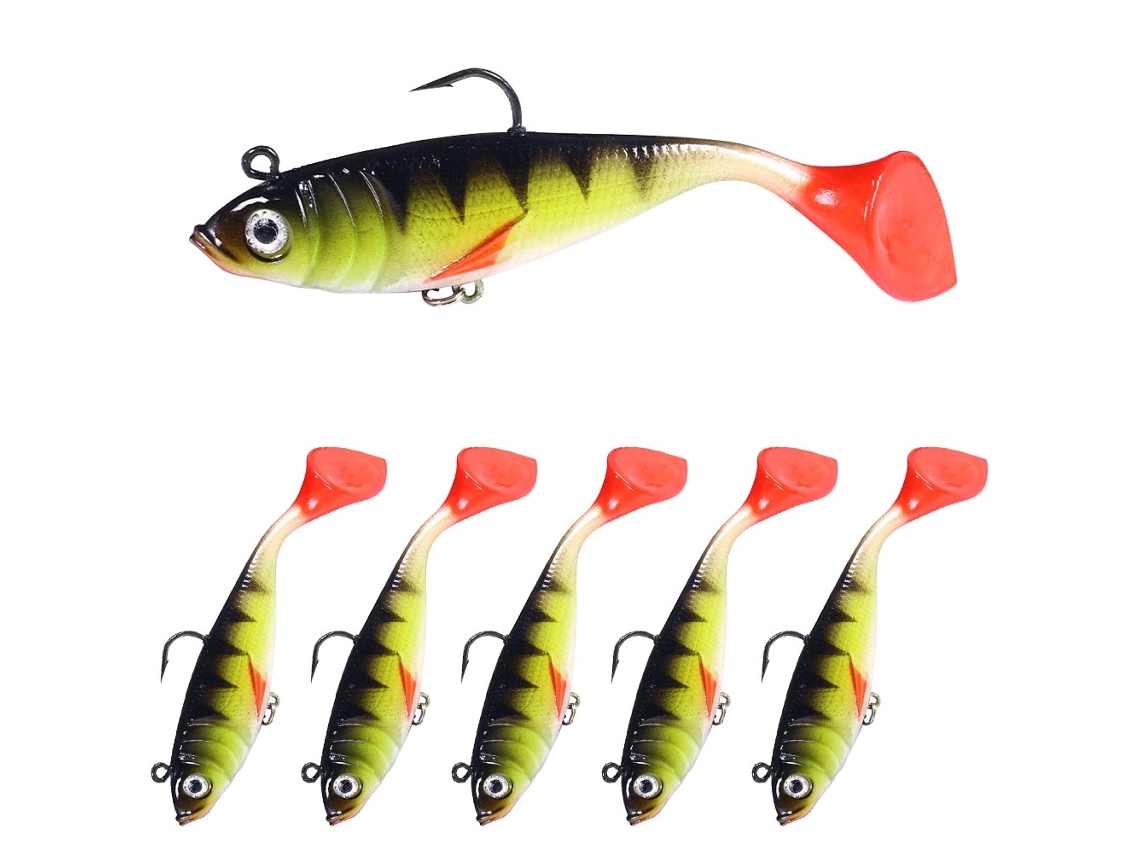 Danu26-5pcs 18.5g 10cm Lure Luminoso Paddle Tail Swimbait Con Double Hook Para Bass Trout Agua Dulce Salada