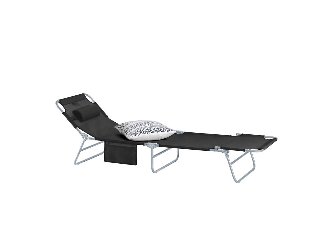 Sobuy Ogs35-sch Tumbona Plegable Con Almohada Negro