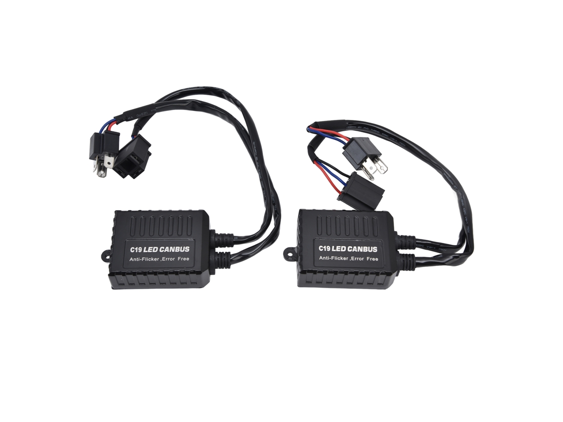 Yncm2026-2pcs Decodificador Canbus Led H4 Universal Antiparpadeo Cableado Filtro Para Bombilla De Faros