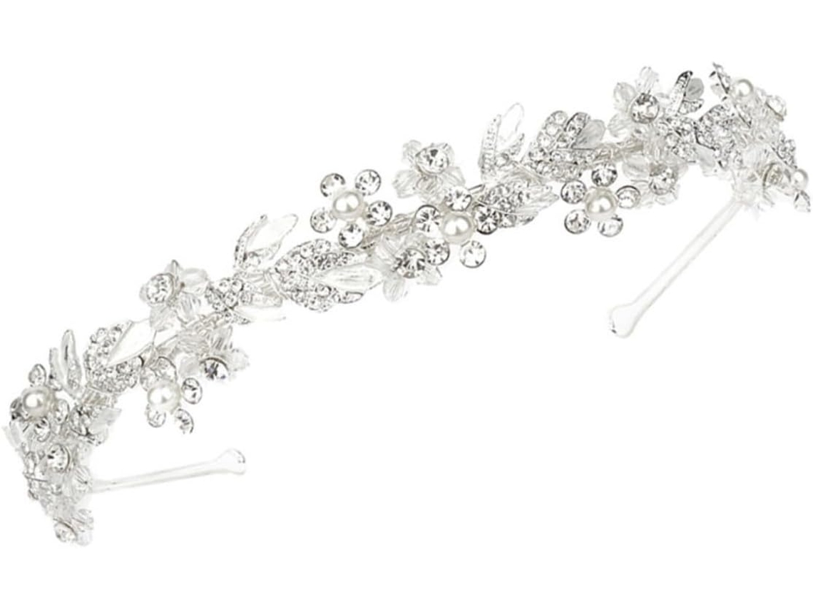 Coroa De Flores Elegante Em Liga Metálica, Peça Única, Para Casamento, Tiara Floral Para Noiva E Festa.