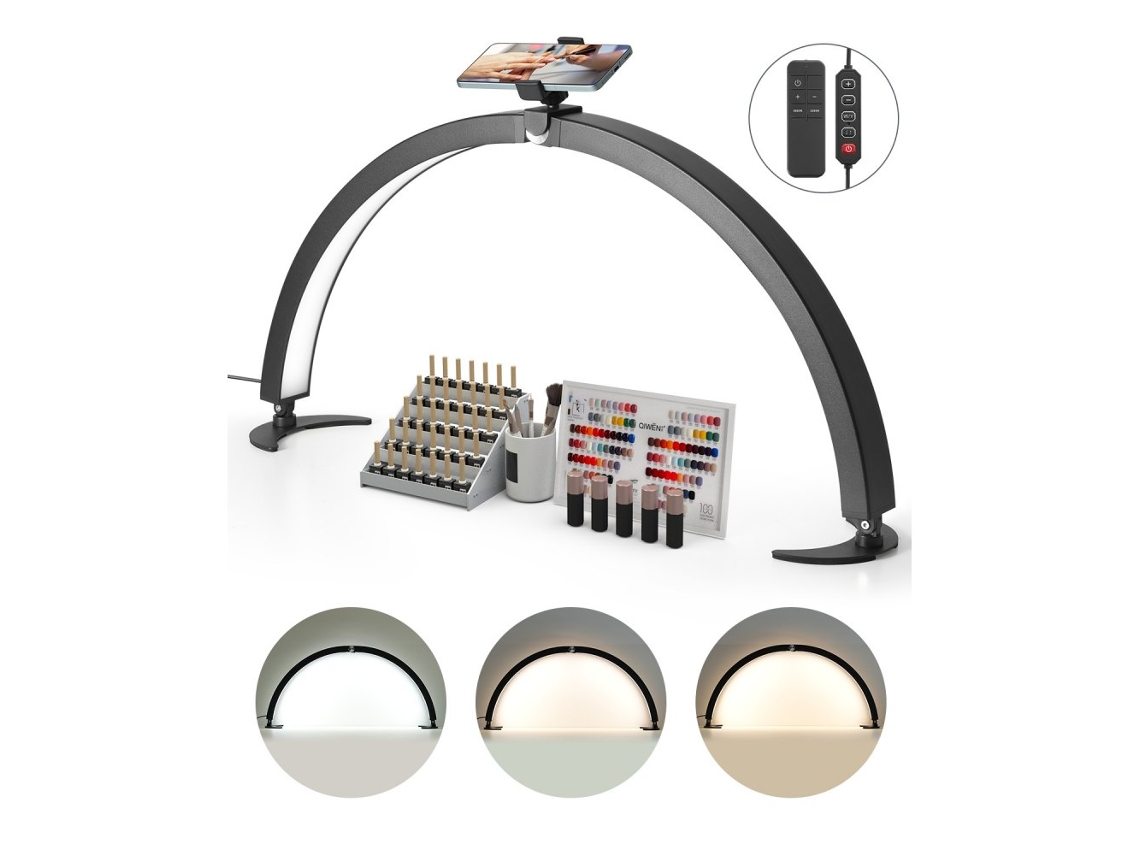 Lámpara de mesa LED plegable de 40 W con luz uniforme, soporte para teléfono móvil y Tekmaquinas