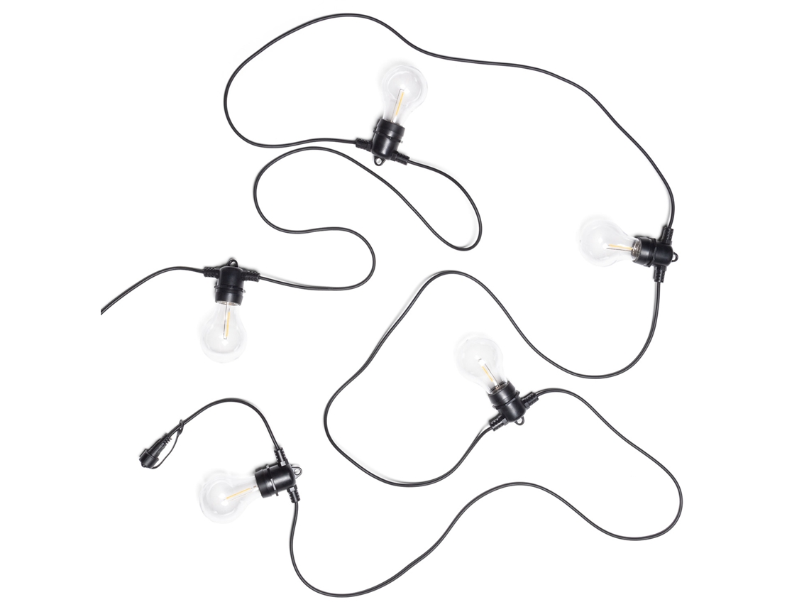 Kit Guirnalda Luces Exterior 5m Negro + 5 Bombillas Filamento Led E27 24v Negro