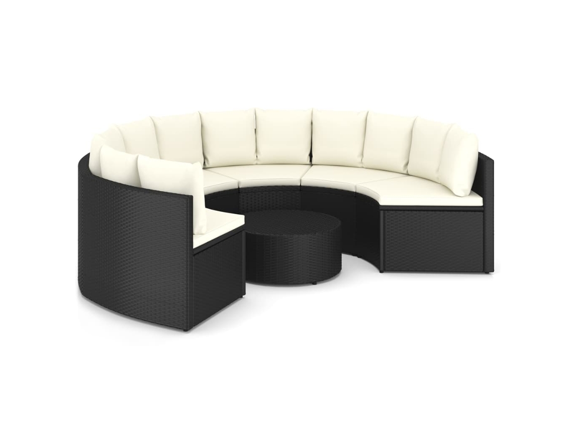Conjunto 7 de sofás de jardín VIDAXL y cojines ratán sintético negro