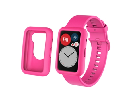 Correa de Silicona ajustable antiarañazos para Huawei Watch Fit - rosa