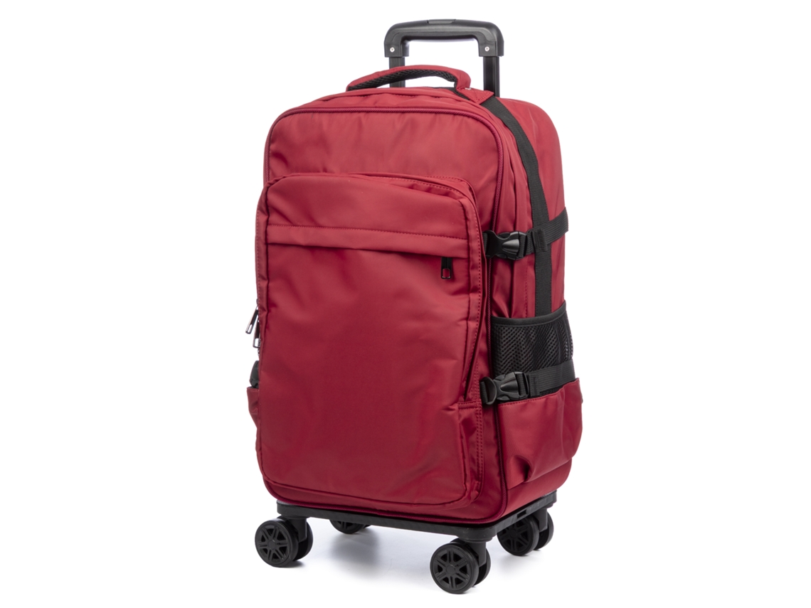 Maleta de cabina con ruedas, fabricada en material ligero, resistente e impermeable. 4 ruedas dobles extraíbles con giro de 360°.