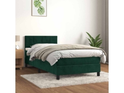 Cama Individual | Cama Box Spring Con Colchón Terciopelo Verde Oscuro 80x200 Cm