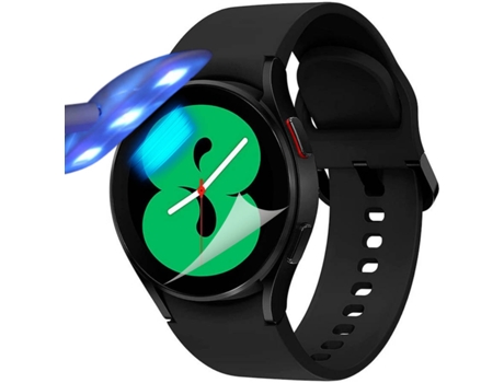 Kit de 4 Protectores de Pantalla Hidrogel para Samsung Galaxy Watch 4 44mm Flexshield con Lámpara UV