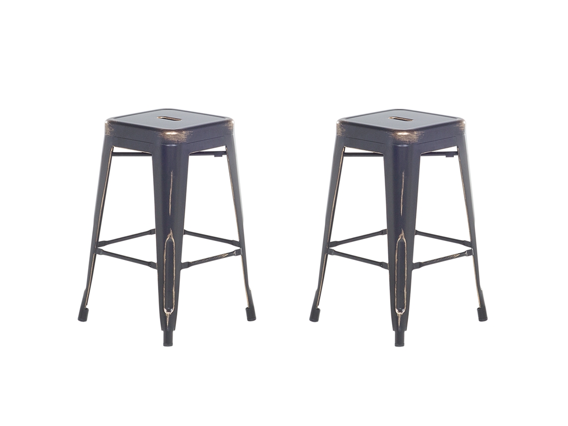 Conjunto de 2 sillas de bar BELIANI Cabrillo de Acero Negro 42x42x60