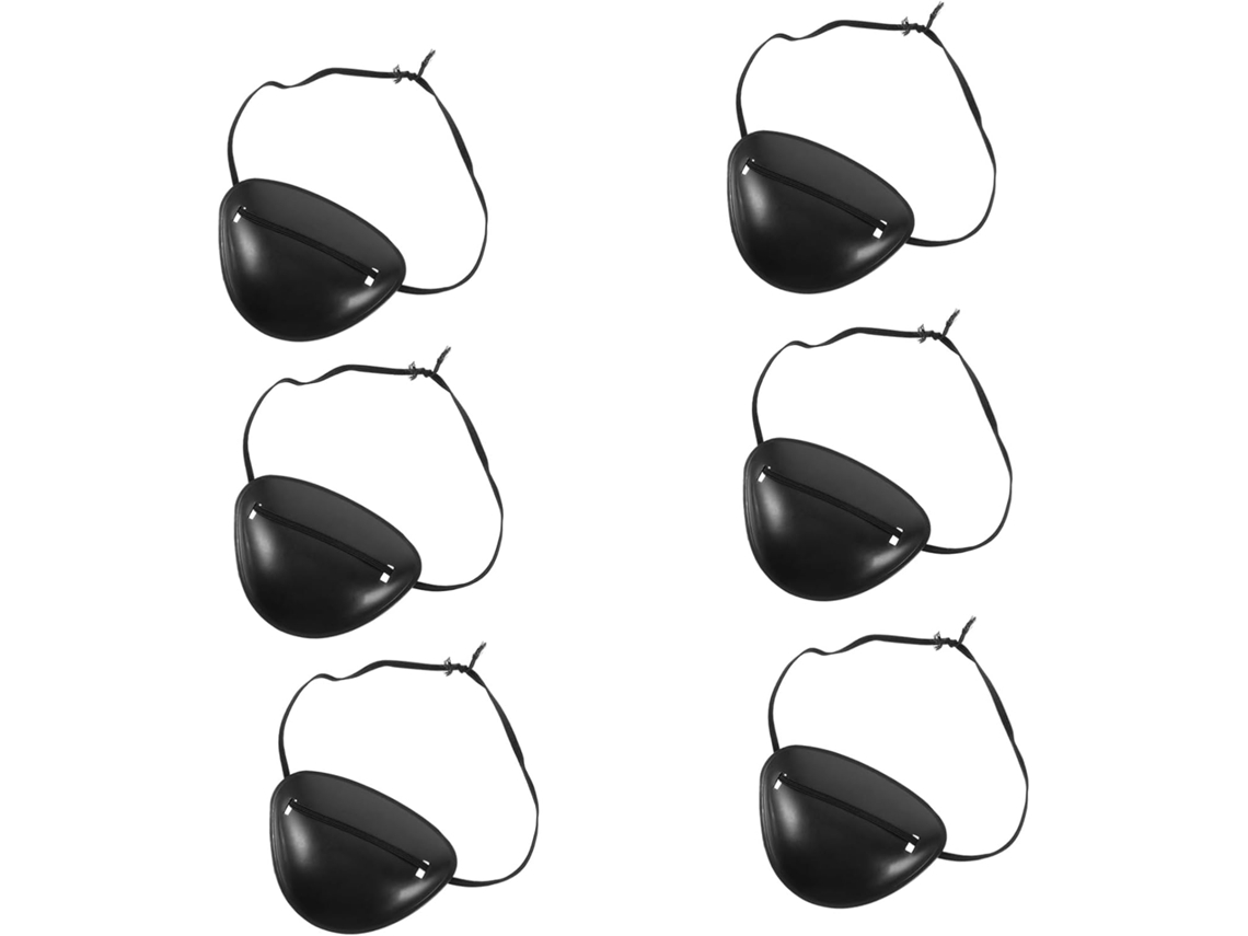 Juego De 6 Parches Ajustables Negros Para Ojos De Pirata, Cómoda Máscara Para Cosplay De Halloween