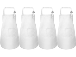 MEOIRUERY Delantal de polialgodón para jóvenes chefs, ajustable con 2 bolsillos, resistente al agua y al aceite, ideal para cocinar, pintar y hornear, apto para