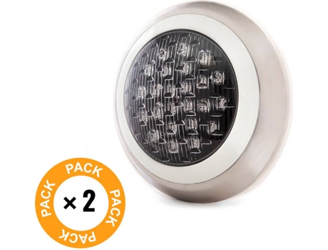 Pack 2 Focos Piscina LED 24W 4200ºK Superficie 300Mm Blanco Natural LED 40.000H [KD-FPS-63-24W-W-PK2-AP] GREENICE
