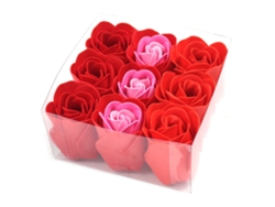 Set de 9 Flores de Sabão Rosas Vermelhos 9X9X4 Cm