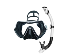 Máscara de buceo antivaho Siurn, set de snorkel seco en blanco y negro