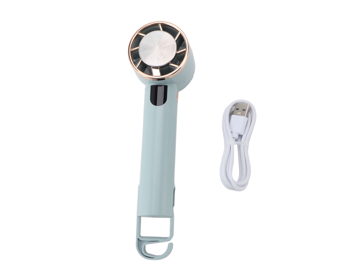 Ventilador de escritorio portátil recargable por USB, 3 velocidades, azul.