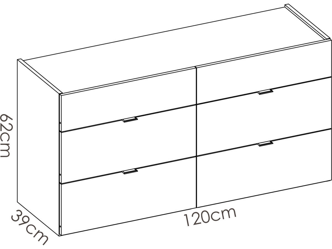 Comoda Doble de Gran Capacidad con 6 Cajones DKIT Gia (Blanco - 62x120x39  cm)