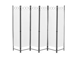 Biombo Separador de 6 Paneles Saragossa 171 x 240 cm Blanco [EN.CASA]