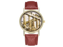 Reloj De Pulsera Analógico De Cuarzo Unisex Con Esfera Redonda, Color Café A La Moda.