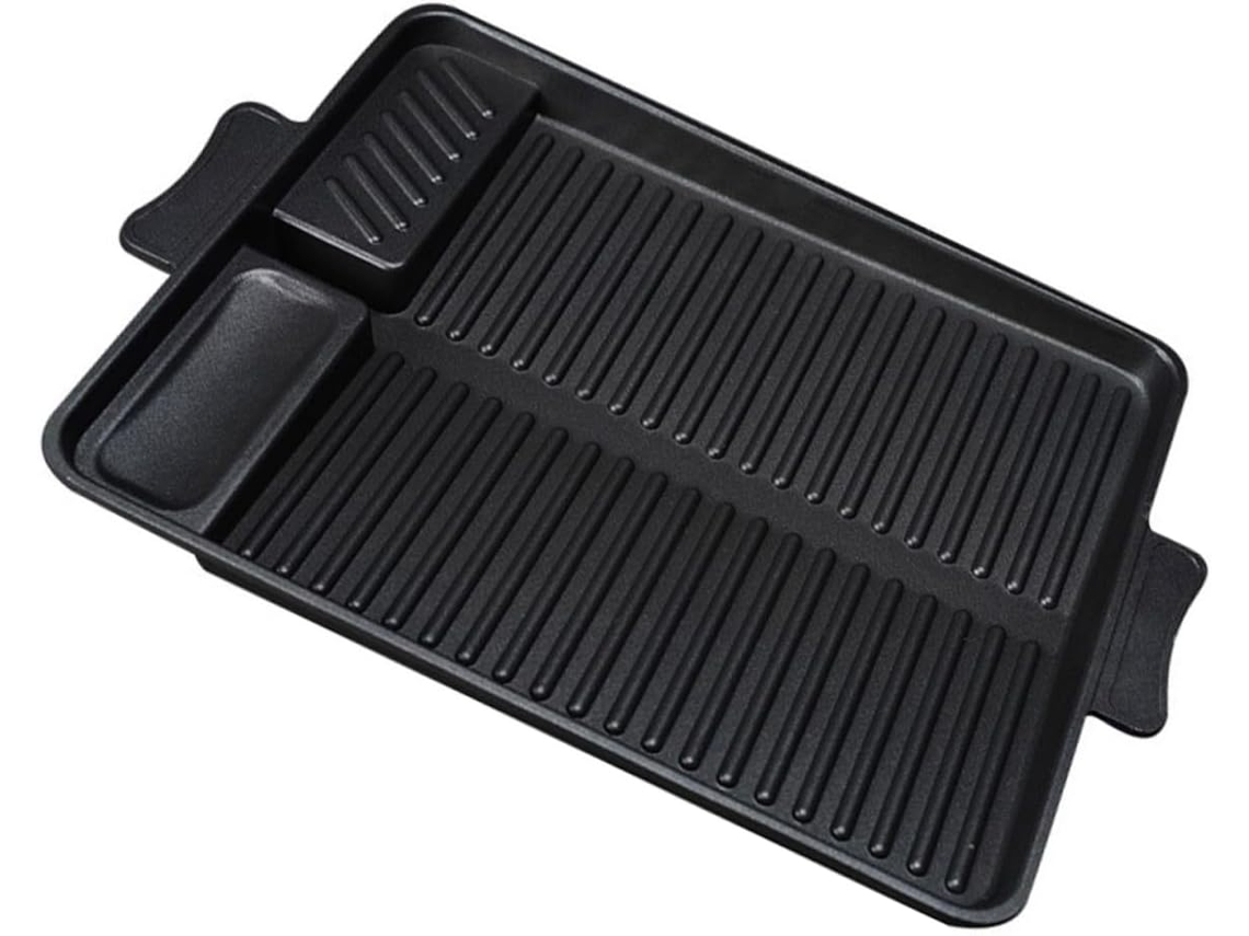 Parrilla rectangular antiadherente para barbacoas, ideal para asar carnes al aire libre, picnics y más.