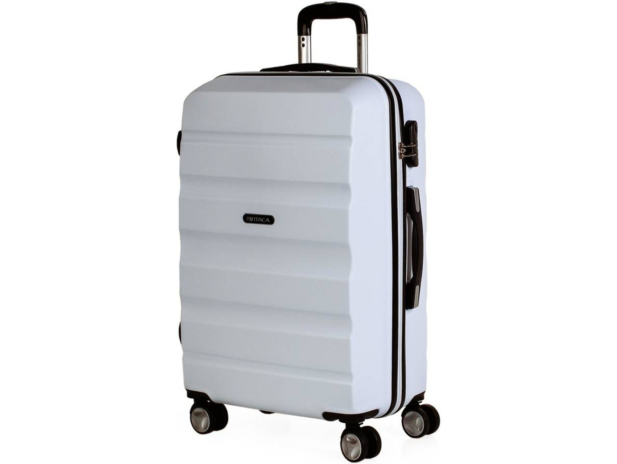 Maleta de Viaje Mediana ITACA Lisa Dura 4 Ruedas Blanco (61x44x26 cm - 70 L)
