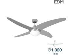 Ventilador de Techo EDM MODELO Caspio Plata/Níquel 60W 132 Cm