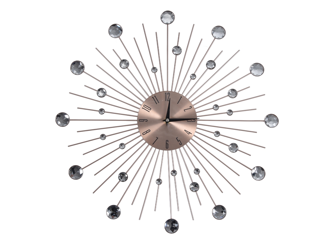 Reloj de pared decorativo con diseño de estrellas y cielo silencioso, de alta precisión y amplio uso de pilas AA, color oro rosa grande.