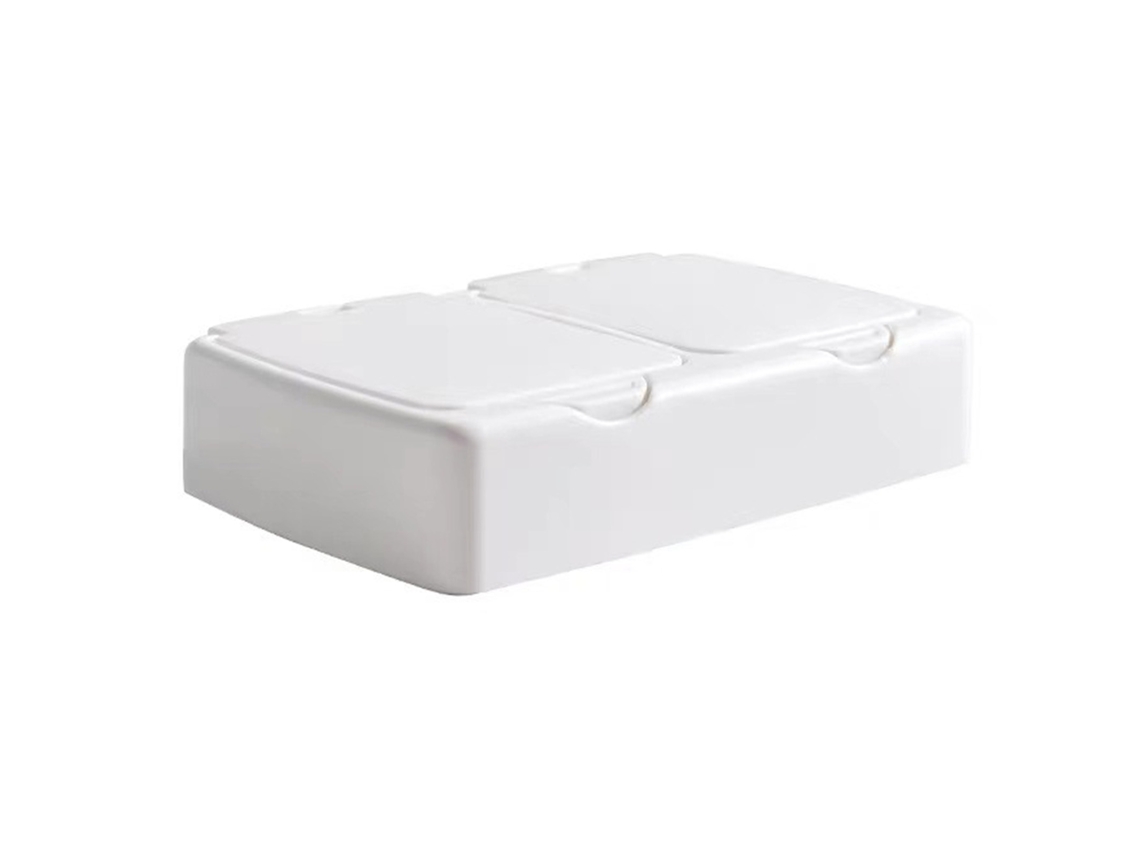Caja De Almacenamiento Con 2 Compartimentos Para Bastoncillos De Algodón Y Discos Desmaquillantes, De Plástico Con Tapa.
