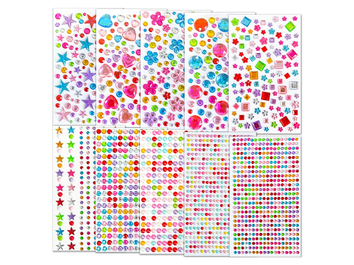 RNEMITERY Piedras de Glitter Autoadhesivas, 2150 Piezas de Estrás en Formas Variadas, Decoraciones Autocolantes para Maquillaje Facial, Uñas y Fiestas