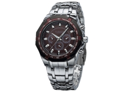 Reloj De Hombre De Acero Inoxidable (marrón Plateado), Estilo Casual, De Cuarzo, Resistente Al Agua.