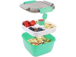 2026altiro-fiambrera Bento Box De 1500 Ml, Con 3 Compartimentos, Recipiente Para Ensalada, Recipiente Para Salsa Y Cuchara Reutilizable.