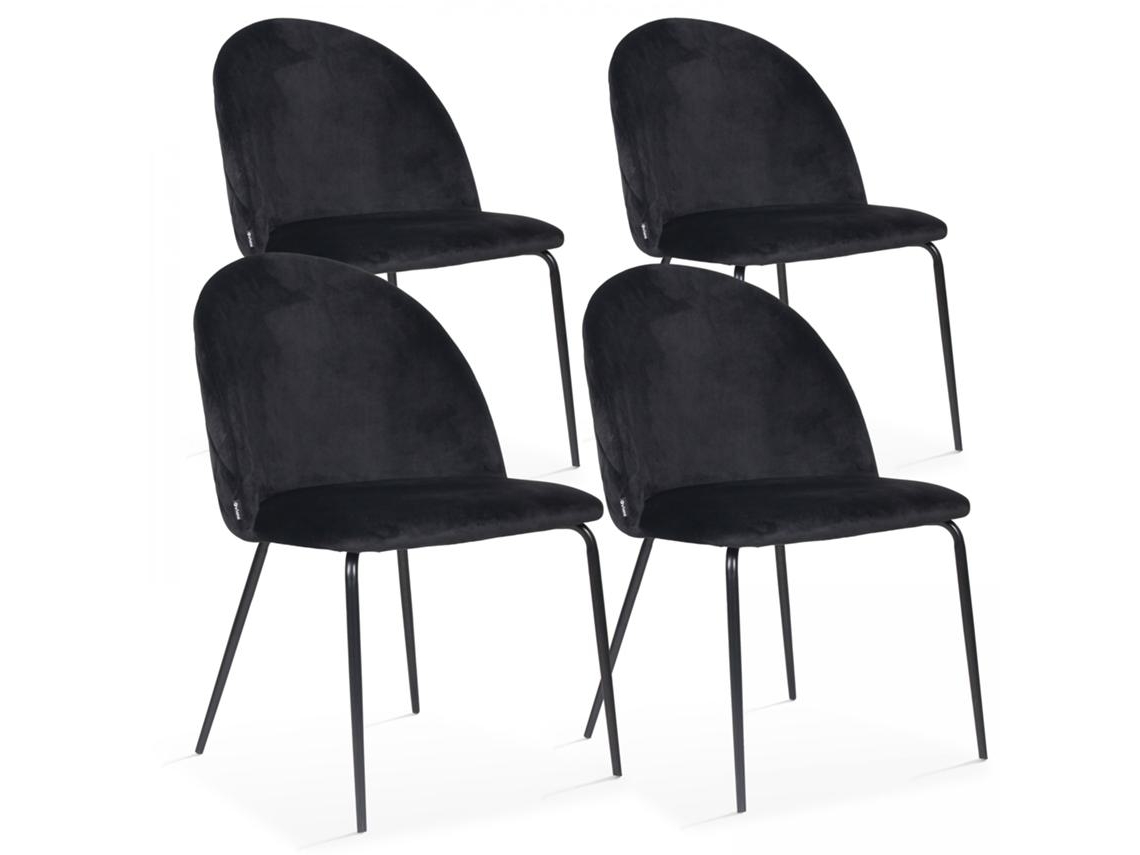 Juego de 4 sillas en terciopelo y madera FSC®