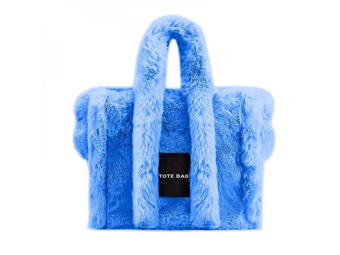 2026-bolsa De Pelo Suave Para Mujer, Bolso Plush Fluffy Y2k Con Gran Capacidad Para Invierno Azul