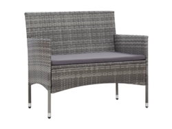 Conjunto de jardín de 4 piezas DKD Home Decor con cojines de mimbre gris