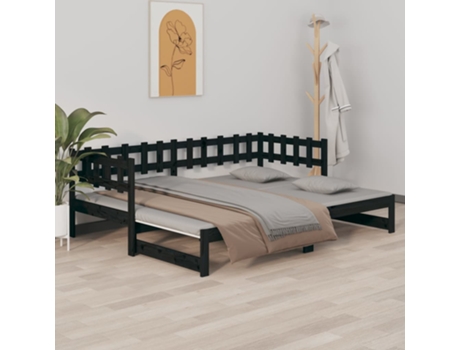 Sofá cama VIDAXL Negro Madera (203.5x181x68.5 cm )