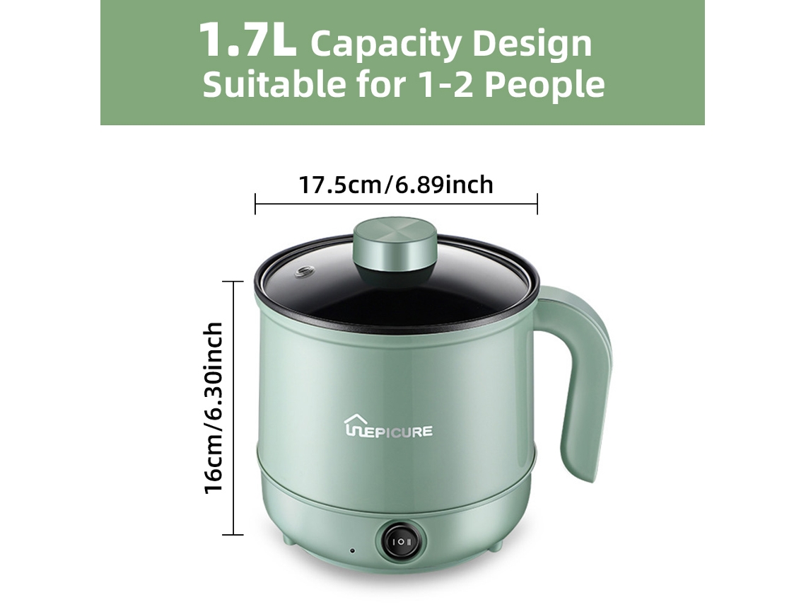 Olla Eléctrica Antiadherente De 1,7 L Para Ramen, Doble Potencia 300w/600w, Portátil.