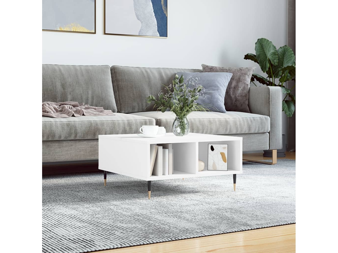 Mesa De Centro Madera De Ingeniería Blanco 60x60x30 Cm