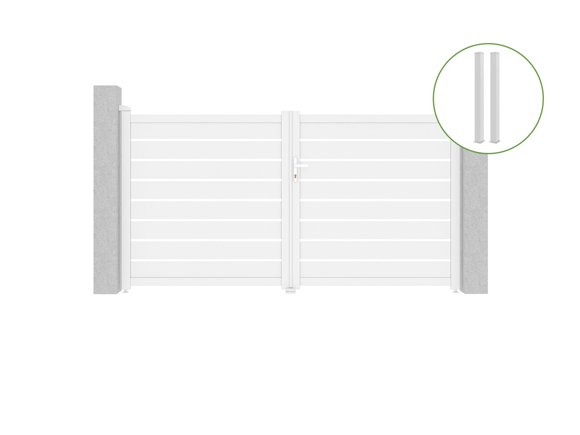 Puerta abatible 3m VOGEL Al.160cm aluminio blanco 2 postes 15x15cm Al.190cm BL CASANOOV