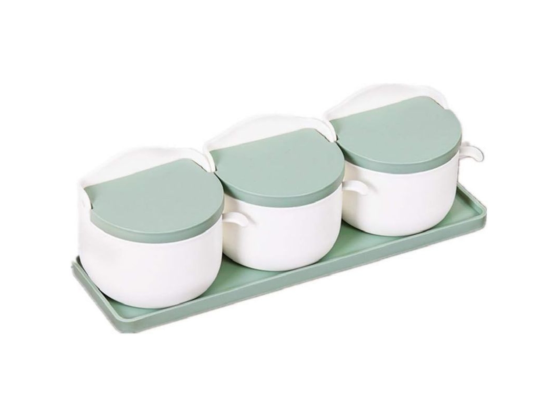 Omni-set De Frascos De Especias Creativo Con Tapa Material Plástico Caja De Salera Almacenamiento Hogar Verde