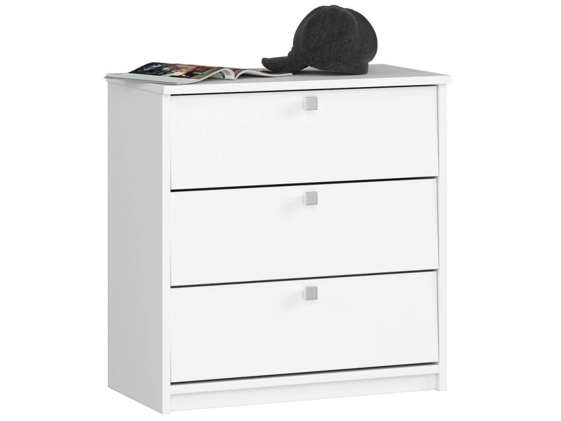 Zapatero Con 3 Compartimentos Akord Mini Blanco 60 Cm 3 Puertas Basculantes Frente En Color Blanco 60x31x62 Cm