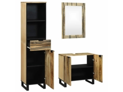 Conjunto de muebles de baño con cajón, 3 piezas, marrón, MAISON EXCLUSIVE
