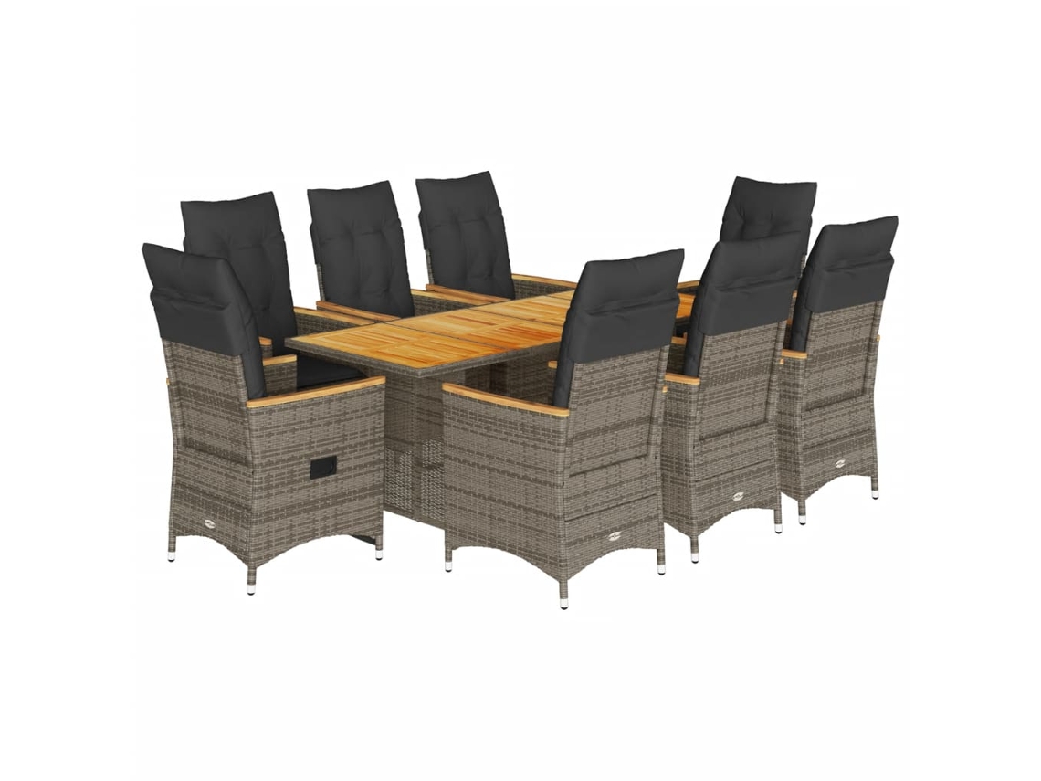Maison Exclusive - Set Comedor Jardín 9 Pzas Y Cojines Ratán Sintético Gris