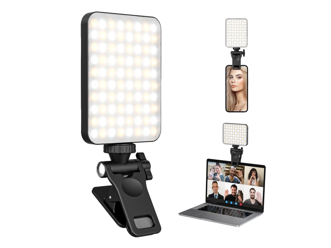 Luz de relleno recargable con Clip para selfies para teléfonos móviles, portátiles, tabletas, adecuada para videoconferencia, luz BISBISOUS