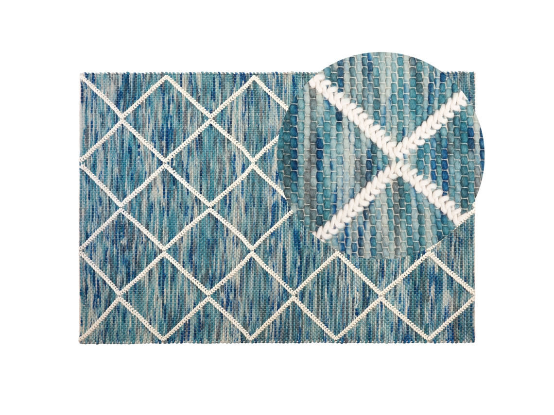 Alfombra de pelo corto BELIANI Belenli de Lana Azul 140x200