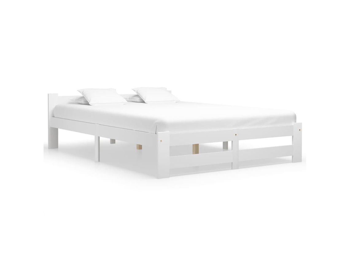 Estructura De Cama Sin Colchón Madera De Pino Blanco 180x200 Cm