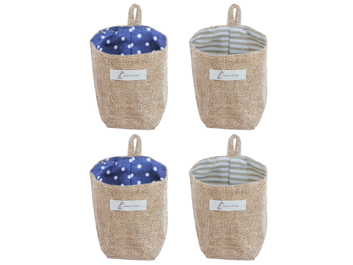 Bolsas de almacenamiento para pared, bolsas colgantes, cesta de lino y algodón, cesta plegable para pared