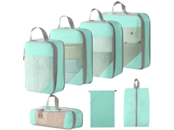 Conjunto De Bolsas Organizadoras Para Malas, Com Bolsas Com Cordão E Bolsas Para Sapatos, Pacote Com 7 Chrui (azul Lago)