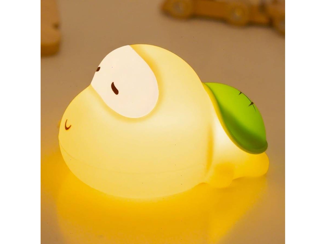 Lámpara de noche de tortuga de cabeza grande, linda lámpara de tortugas de anime con temporizador, luz de noche para bebé con 3 niveles de atenuación táctil (verde)