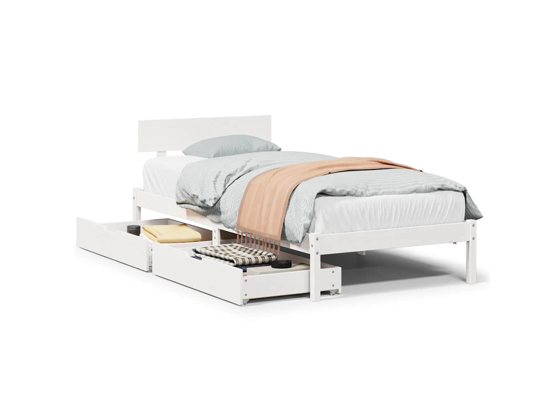 Maison Exclusive - Estructura Cama Sin Colchón Madera Maciza Pino Blanca 100x200cm