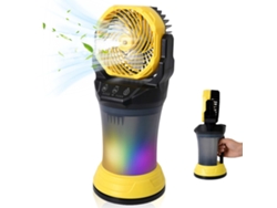 Ventilador Nebulizador Portátil Amarillo 2000ml 15000mah Rgb 4 Velocidades Oscilación 90° Nano Niebla