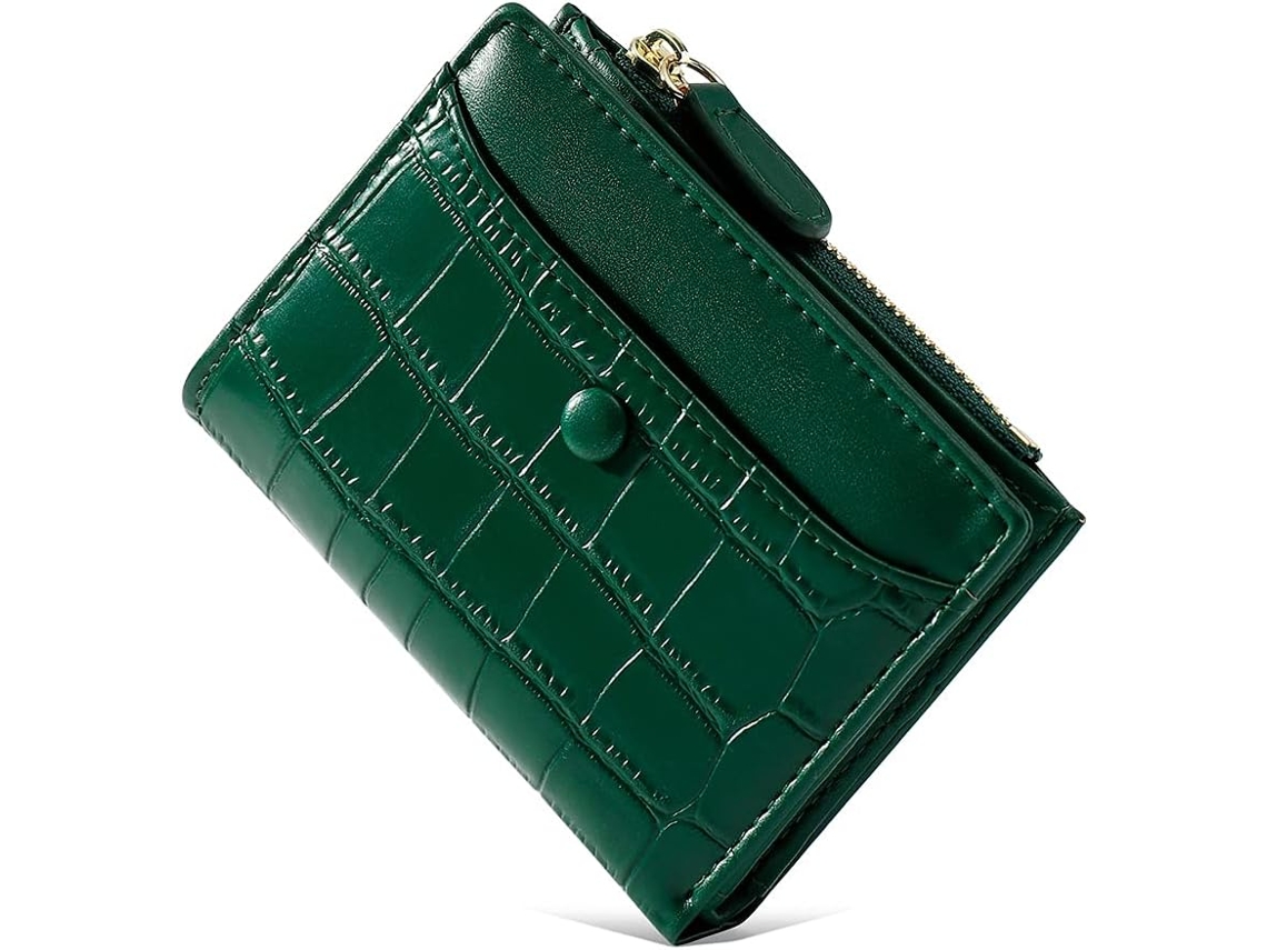 Cartera de mujer con estampado de piedras - Monedero delgado y elegante - Verde