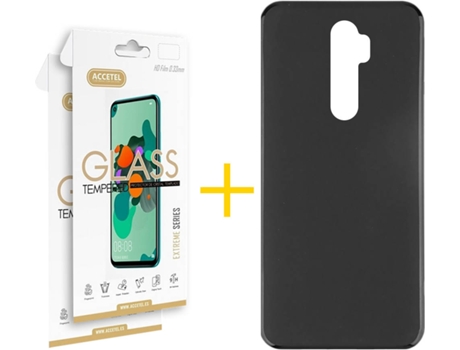 Kit Funda + 2 Protectores de Pantalla Xiaomi Redmi Note 8 Pro ACCETEL Liso (Negro)